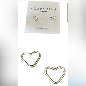 New Agapantha Silver tone mini heart earrings